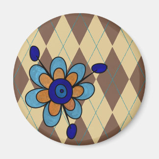 Braune Raute und Blume Magnet