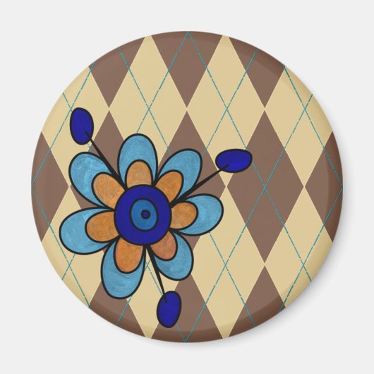 Braune Raute und Blume Magnet (Vorne)
