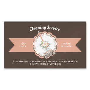 Braune Reinigungs Kalligrafie Hausmeister Reinigun Magnetische Visitenkarte