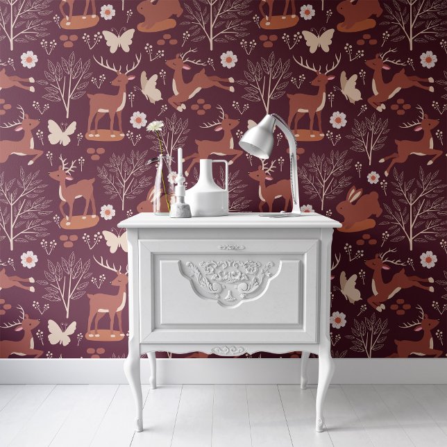 Braune Rentiere Muster Peel & Stick Tapete (Von Creator hochgeladen)