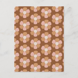 Braune Retro 70er Neutrale Blume Postkarte
