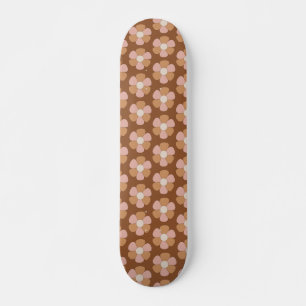 Braune Retro 70er Neutrale Blume Skateboard