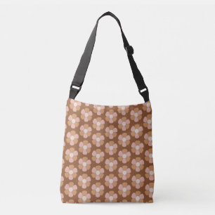 Braune Retro 70er Neutrale Blume Tragetaschen Mit Langen Trägern