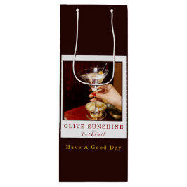 Braune Retro-Olive-Sonnenlicht-Cocktail-Geschenkta Geschenktüte Für Weinflaschen