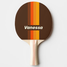 Braune Retro Pin Streifen mit Namen Tischtennis Schläger