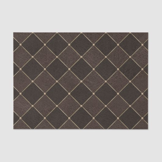 Braune Rhombusse Geometric Grid Harlequin Seidenpapier (Vorderseite)