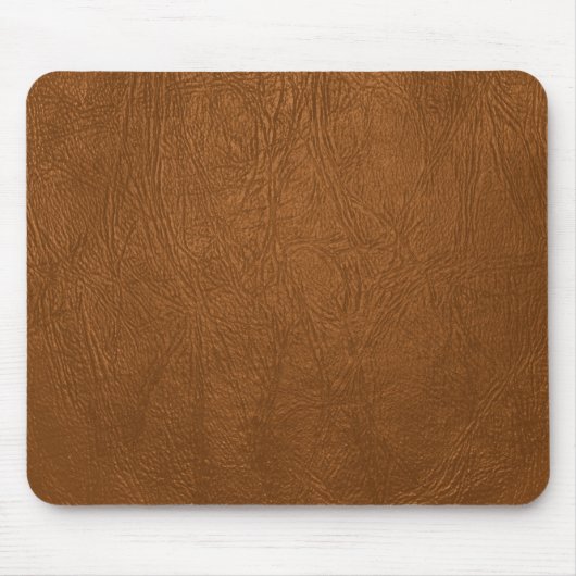 Braune Rindsleder-Ledertextur-Optik Mousepad (Vorne)