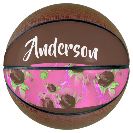 Braune Rose auf rosa Basketball (Vorderseite)