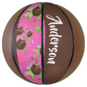 Braune Rose auf rosa Basketball (Vertikal)