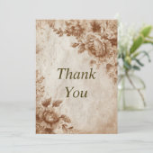 Braune Rose auf Texturpapier Danke Karte (Stehend Vorderseite)