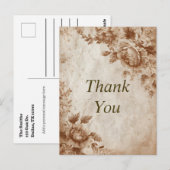 Braune Rose auf Texturpapier Danke Karte (Vorne/Hinten)
