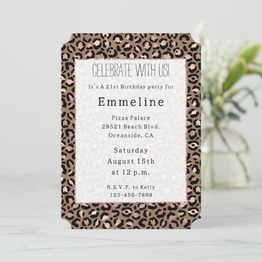 Braune Rose Einladung (Stehend Vorderseite)