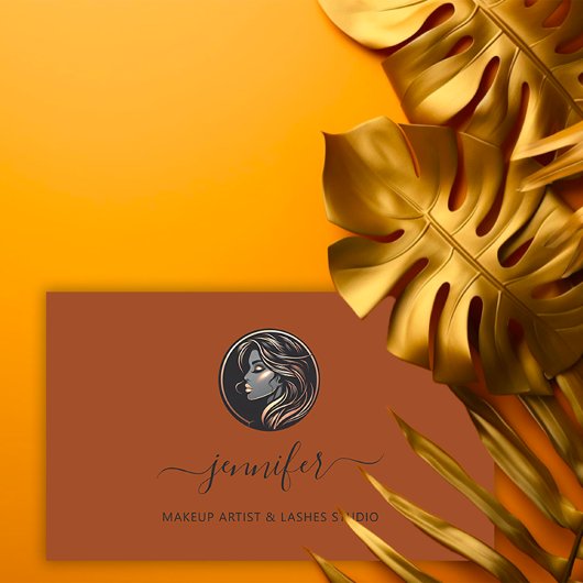 Braune Rose Makeup Artist Logo Lashes QR CODE Visitenkarte