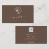 Braune Rose Makeup Artist Logo Lashes QR CODE Visitenkarte (Vorne/Hinten)