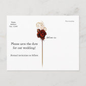 Braune Rose + Skulls Gotische Hochzeitskarte Ankündigungspostkarte (Rückseite)