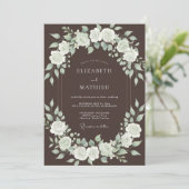 Braune Rosenbogen-Hochzeit Einladung (Stehend Vorderseite)
