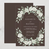 Braune Rosenbogen-Hochzeit Einladung (Vorne/Hinten)