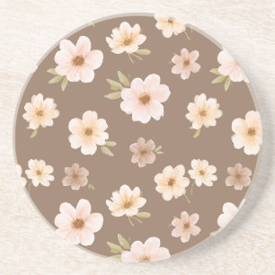 Braune Röte Creme Floral Getränkeuntersetzer