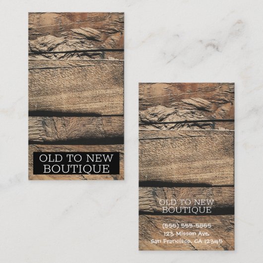 Braune Rustikale, alte Holzpappe Textur Visitenkarte (Vorne/Hinten)