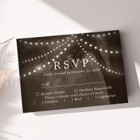 Braune Rustikale Baum-Lichterkette Hochzeit RSVP
