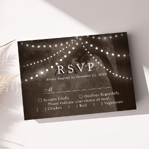 Braune Rustikale Baum-Lichterkette Hochzeit RSVP Karte