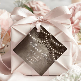 Braune Rustikale Baumkanopie Lights Woodland Hochz Geschenkanhänger