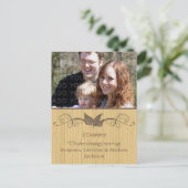 Braune rustikale Blätter Erntedank Foto Postkarte (Stehend Vorderseite)