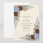 Braune Rustikale Hochzeit Einladung (Vorne/Hinten)