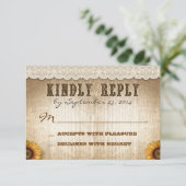 braune rustikale Hochzeit RSVP mit Spitze Karte (Stehend Vorderseite)