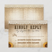 braune rustikale Hochzeit RSVP mit Spitze Karte (Vorne/Hinten)