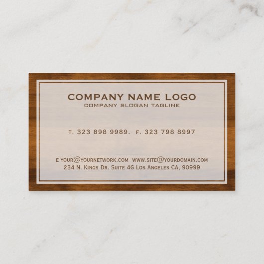 Braune Rustikale Holzstruktur Visitenkarte (Rückseite)