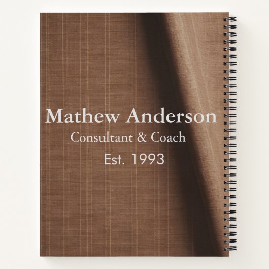 Braune rustikale Leinen, beige Jahrgänge bedruckt, Notizblock (Rückseite)