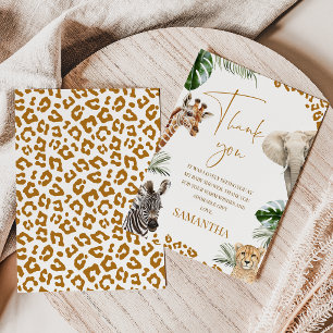 Braune Safari-Wild-One-Baby-Shower-Dankeskarten Dankeskarte
