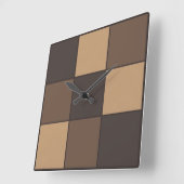 Braune Schachbrett Quadratische Wanduhr (Winkel)