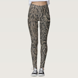braune Schlangenhautmuster Leggings