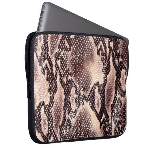 Braune Schlangenlederstruktur Laptopschutzhülle (Vorne Rechts)