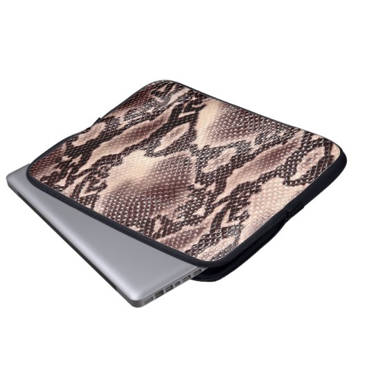 Braune Schlangenlederstruktur Laptopschutzhülle (Vorne Knopf)
