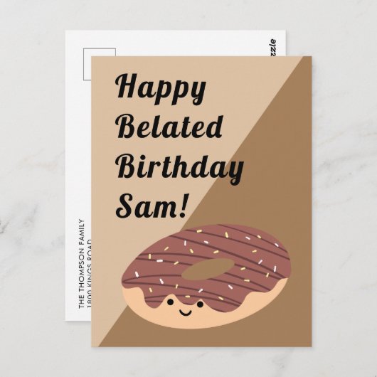 Braune Schokolade Sprinkles Doughnut | Geburtstag Postkarte (Vorne/Hinten)