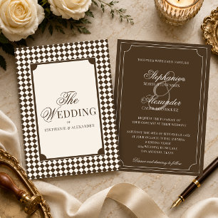 Braune Schottenmuster-Hochzeit im Stil des alten G Einladung