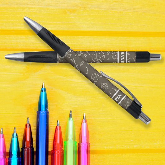 Braune Schulelemente - personalisiert Kugelschreiber