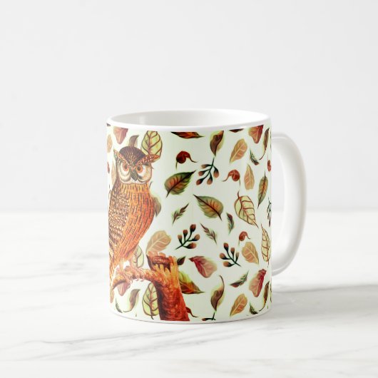 Braune Schüssel auf Herbst Blätter Hintergrund Kaffeetasse (VorderseiteRechts)