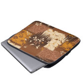 braune Schwarz-weiße Blume Laptopschutzhülle (Vorne Knopf)