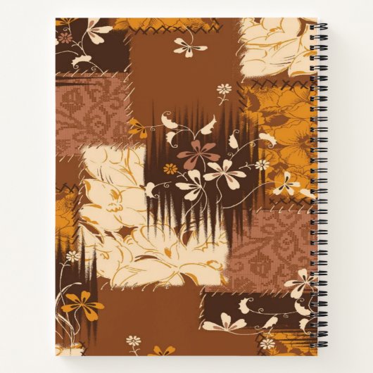 braune Schwarz-weiße Blume Notizblock (Rückseite)