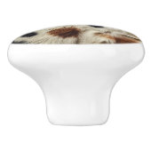 Braune Schwarz-weiße Cowhide Print Country Western Keramikknauf (Seitenansicht)
