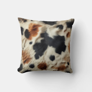 Braune Schwarz-weiße Cowhide Print Country Western Kissen