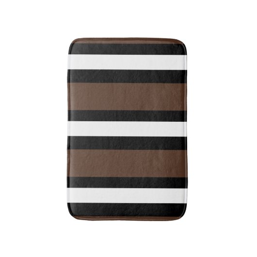 Braune, schwarz-weiße Streifen Badematte (Vorderseite Vertikal)