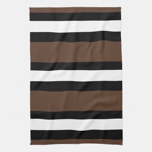 Braune, schwarz-weiße Streifen Geschirrtuch (Vertikal)