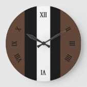 Braune, schwarz-weiße Streifen Große Wanduhr (Vorderseite)