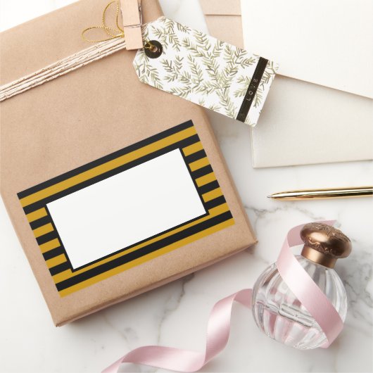 Braune, schwarz-weiße Streifen Rechteckiger Aufkleber (Schenken)