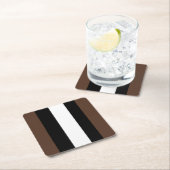 Braune, schwarz-weiße Streifen Rechteckiger Pappuntersetzer (Vor Ort)